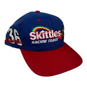 Vintage Skittles Racing Team Snapback Hat Cap 90s NASCAR Ernie Ervin